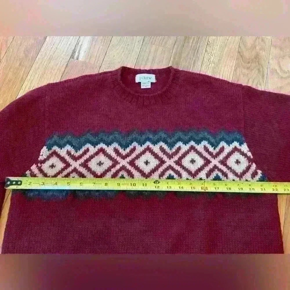 Vintage J. Crew Hand Knit Chunky 100% Wool Sweater Men’s Size Medium Burgundy - Picture 11 of 11